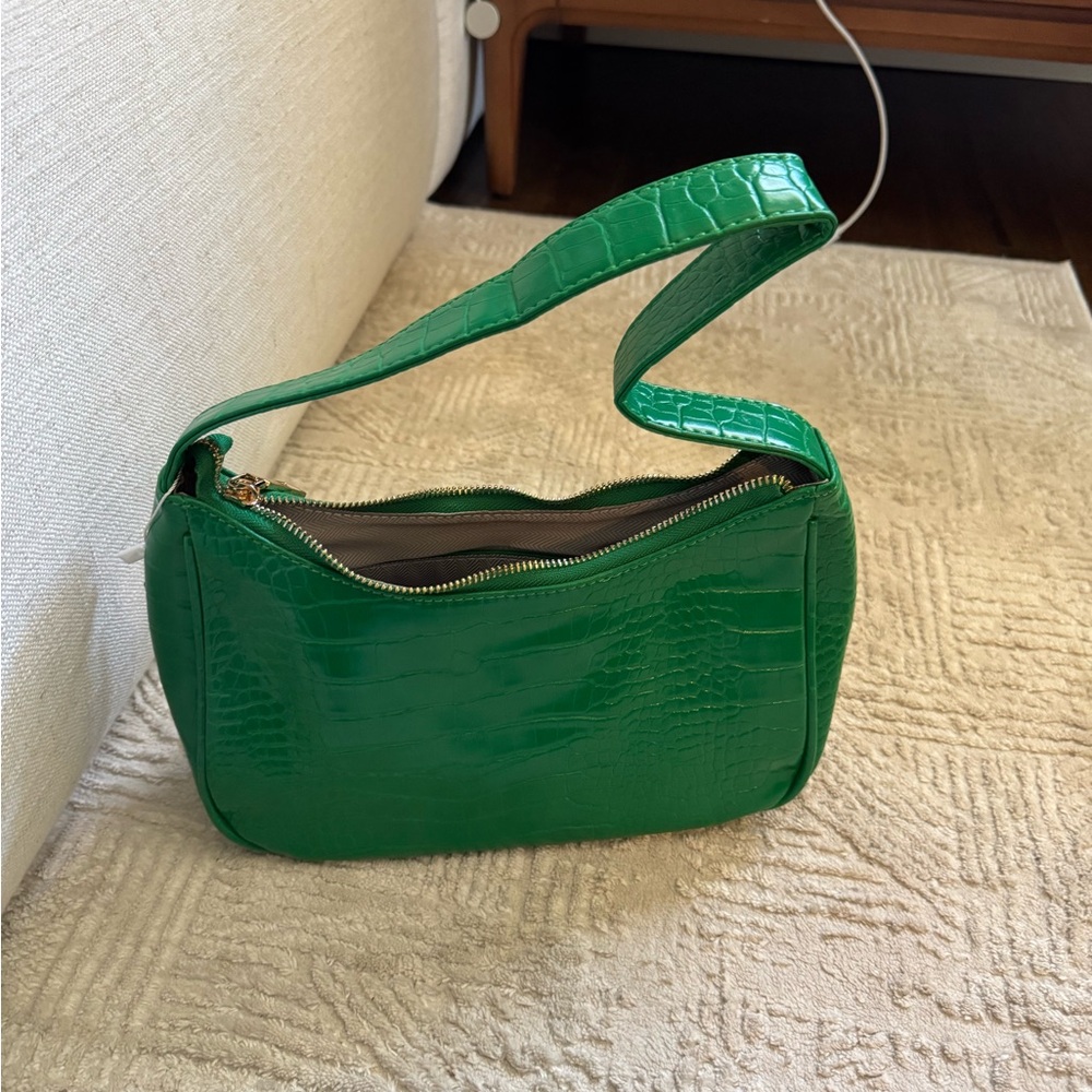 Green Crocodile-Embossed Women's Bag